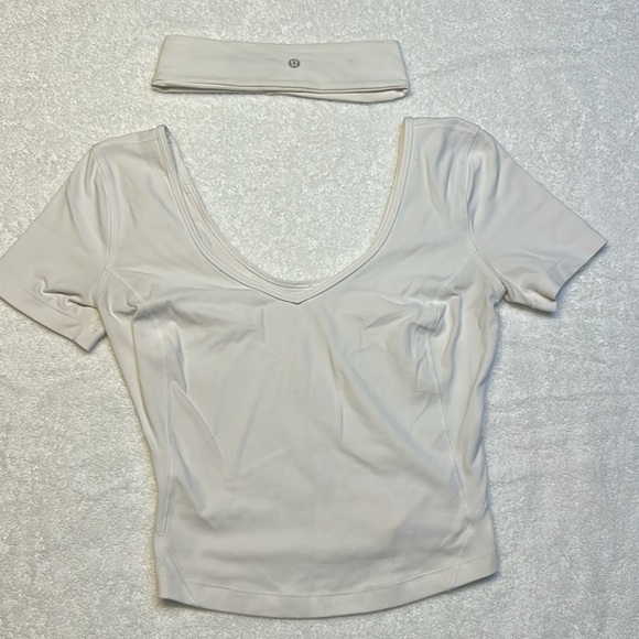 White lululemon align tee with matching headband size 2 - Picture 2 of 2